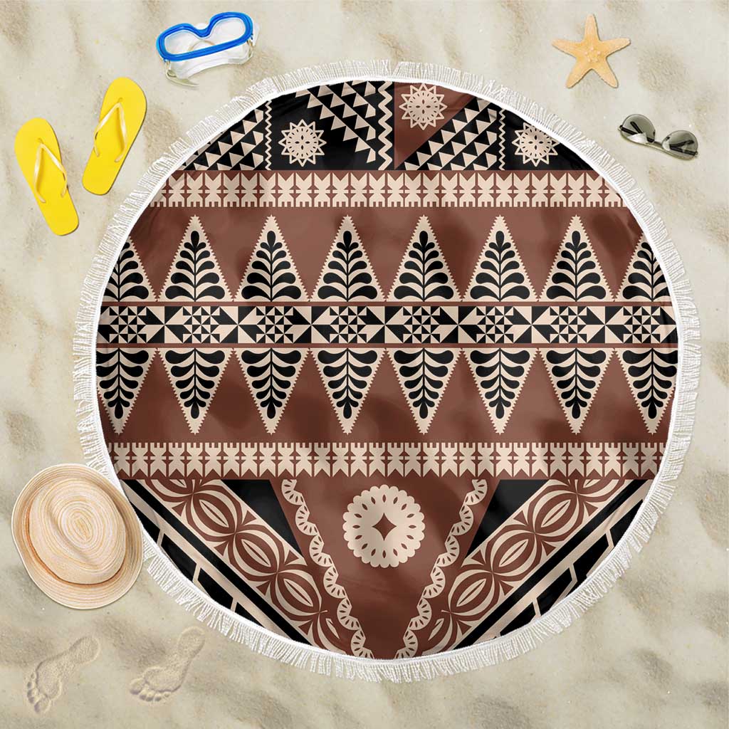 Vintage Bula Fiji Beach Blanket Brown Tapa Masi Motif
