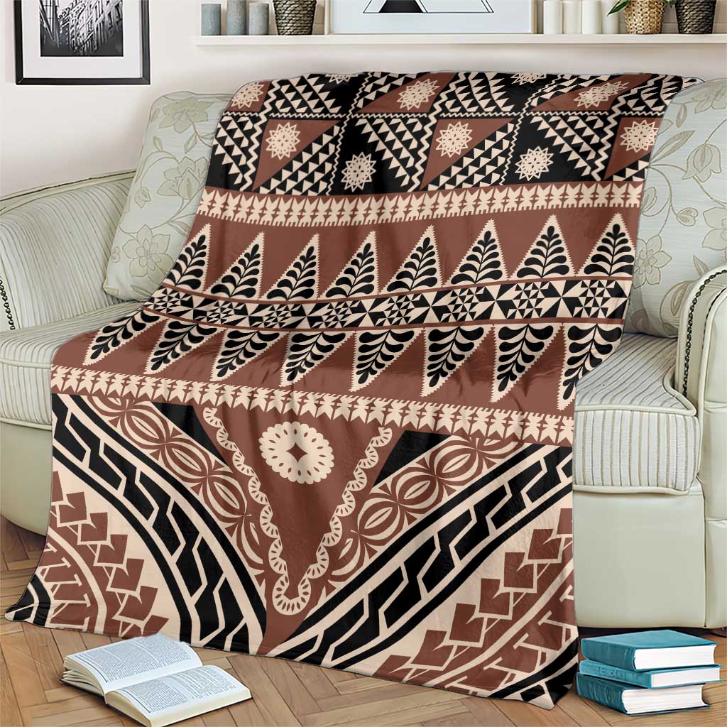 Vintage Bula Fiji Blanket Brown Tapa Masi Motif