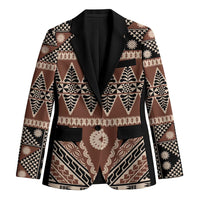 Vintage Bula Fiji Blazer Brown Tapa Masi Motif - Polynesian Pride