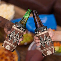 Vintage Bula Fiji 4 in 1 Can Cooler Tumbler Brown Tapa Masi Motif