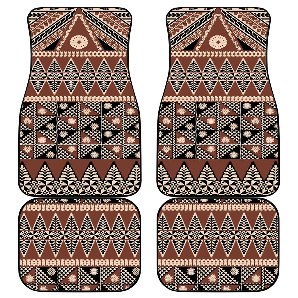 Vintage Bula Fiji Car Mats Brown Tapa Masi Motif