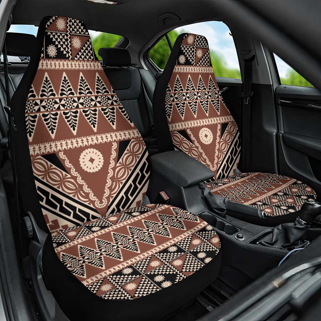 Vintage Bula Fiji Car Seat Cover Brown Tapa Masi Motif