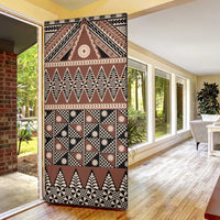 Vintage Bula Fiji Door Cover Brown Tapa Masi Motif - Polynesian Pride