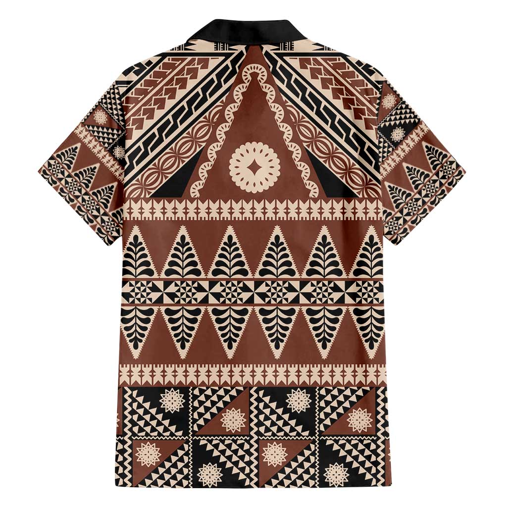 Vintage Bula Fiji Family Matching Long Sleeve Bodycon Dress and Hawaiian Shirt Brown Tapa Masi Motif