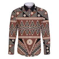 Vintage Bula Fiji Family Matching Summer Maxi Dress and Hawaiian Shirt Brown Tapa Masi Motif