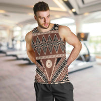 Vintage Bula Fiji Men Tank Top Brown Tapa Masi Motif LT9 Brown - Polynesian Pride
