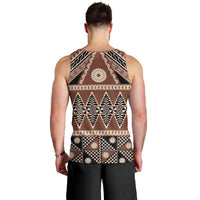 Vintage Bula Fiji Men Tank Top Brown Tapa Masi Motif LT9 - Polynesian Pride