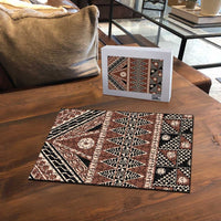 Vintage Bula Fiji Puzzle Brown Tapa Masi Motif - Polynesian Pride