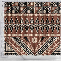 Vintage Bula Fiji Shower Curtain Brown Tapa Masi Motif