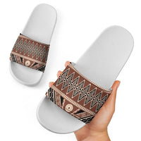 Vintage Bula Fiji Slide Sandals Brown Tapa Masi Motif - Polynesian Pride