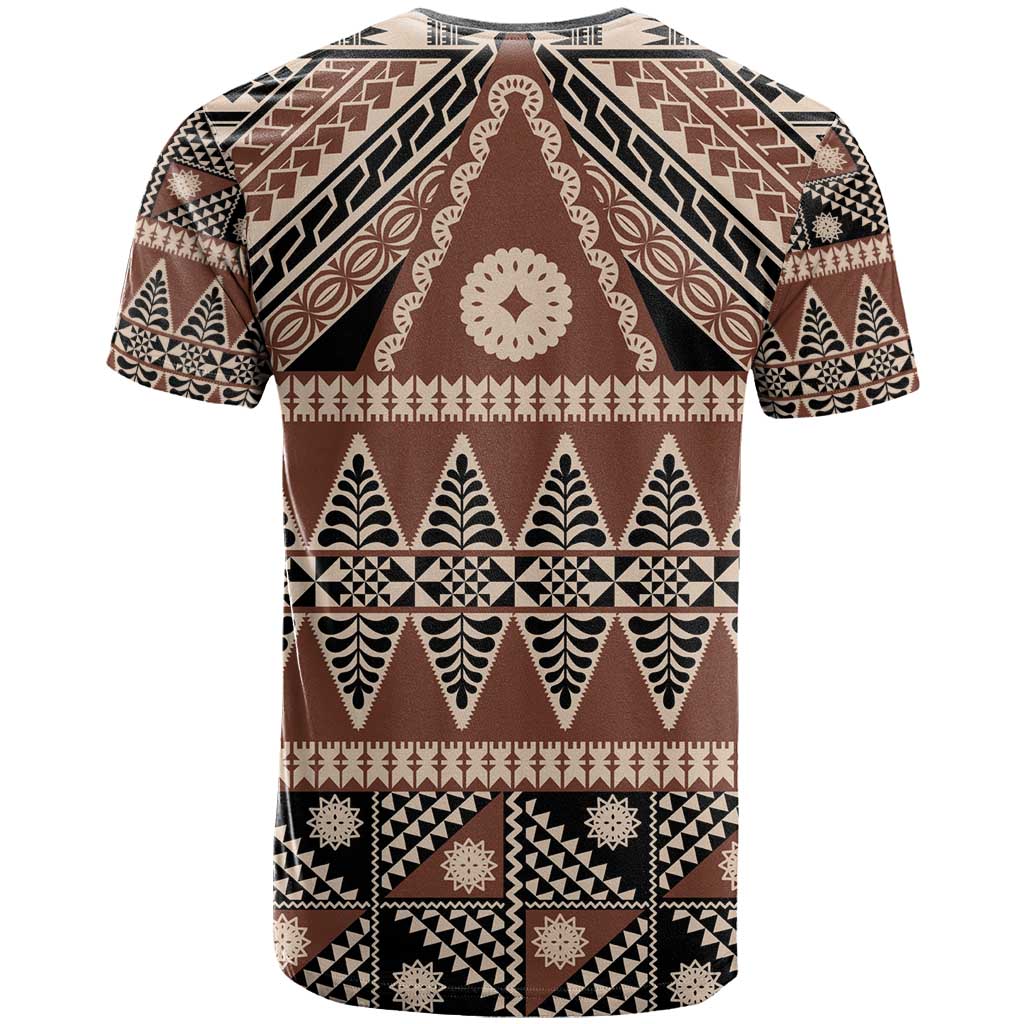 Vintage Bula Fiji T Shirt Brown Tapa Masi Motif
