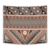 Vintage Bula Fiji Tapestry Brown Tapa Masi Motif LT9 - Polynesian Pride