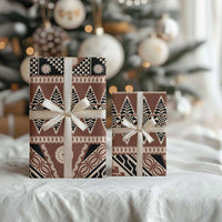 Vintage Bula Fiji Wrapping Paper Brown Tapa Masi Motif - Polynesian Pride