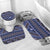 Vintage Bula Fiji Bathroom Set Prussian Blue Tapa Masi Motif - Polynesian Pride