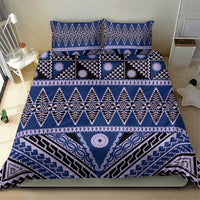 Vintage Bula Fiji Bedding Set Prussian Blue Tapa Masi Motif