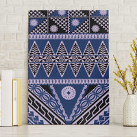 Vintage Bula Fiji Canvas Wall Art Prussian Blue Tapa Masi Motif