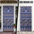 Vintage Bula Fiji Door Cover Prussian Blue Tapa Masi Motif - Polynesian Pride