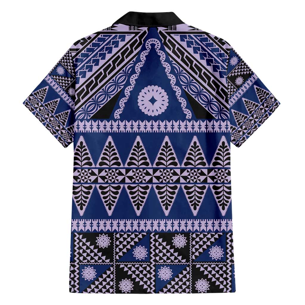 Vintage Bula Fiji Family Matching Short Sleeve Bodycon Dress and Hawaiian Shirt Prussian Blue Tapa Masi Motif