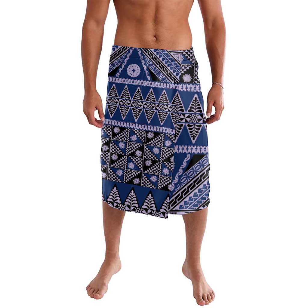 Vintage Bula Fiji Lavalava Prussian Blue Tapa Masi Motif