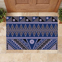 Vintage Bula Fiji Rubber Doormat Prussian Blue Tapa Masi Motif LT9 Blue - Polynesian Pride