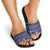 Vintage Bula Fiji Slide Sandals Prussian Blue Tapa Masi Motif - Polynesian Pride