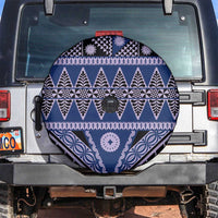Vintage Bula Fiji Spare Tire Cover Prussian Blue Tapa Masi Motif