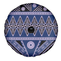 Vintage Bula Fiji Spare Tire Cover Prussian Blue Tapa Masi Motif