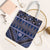 Vintage Bula Fiji Tote Bag Prussian Blue Tapa Masi Motif - Polynesian Pride