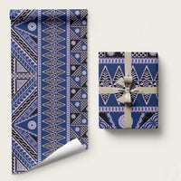 Vintage Bula Fiji Wrapping Paper Prussian Blue Tapa Masi Motif - Polynesian Pride
