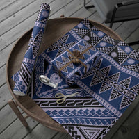 Vintage Bula Fiji Wrapping Paper Prussian Blue Tapa Masi Motif - Polynesian Pride