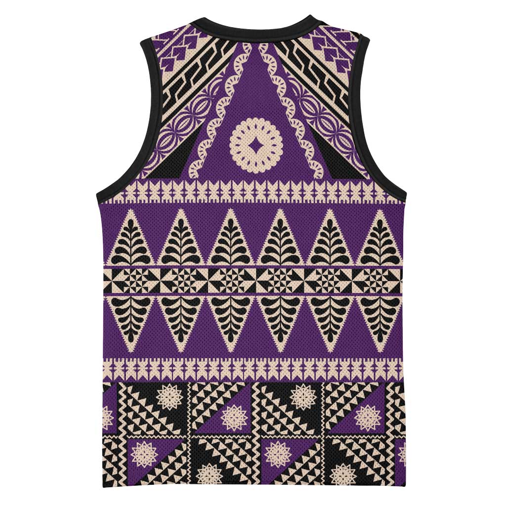Vintage Bula Fiji Basketball Jersey Purple Tapa Masi Motif LT9 - Polynesian Pride