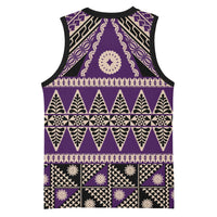 Vintage Bula Fiji Basketball Jersey Purple Tapa Masi Motif LT9 - Polynesian Pride