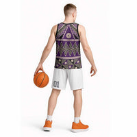 Vintage Bula Fiji Basketball Jersey Purple Tapa Masi Motif LT9 - Polynesian Pride