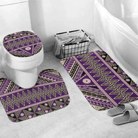 Vintage Bula Fiji Bathroom Set Purple Tapa Masi Motif - Polynesian Pride