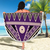 Vintage Bula Fiji Beach Blanket Purple Tapa Masi Motif