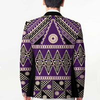 Vintage Bula Fiji Blazer Purple Tapa Masi Motif - Polynesian Pride