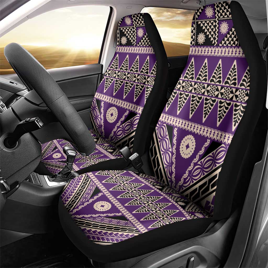 Vintage Bula Fiji Car Seat Cover Purple Tapa Masi Motif