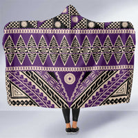 Vintage Bula Fiji Hooded Blanket Purple Tapa Masi Motif LT9 One Size Purple - Polynesian Pride
