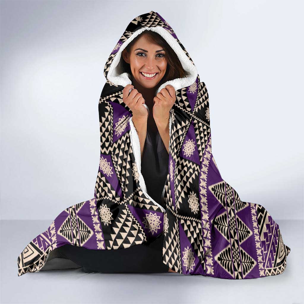 Vintage Bula Fiji Hooded Blanket Purple Tapa Masi Motif LT9 - Polynesian Pride