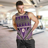 Vintage Bula Fiji Men Tank Top Purple Tapa Masi Motif LT9 Purple - Polynesian Pride