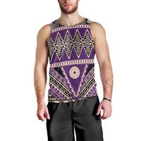 Vintage Bula Fiji Men Tank Top Purple Tapa Masi Motif LT9 - Polynesian Pride