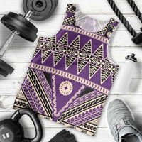 Vintage Bula Fiji Men Tank Top Purple Tapa Masi Motif LT9 - Polynesian Pride