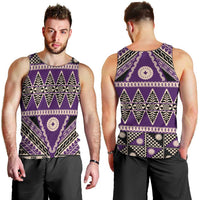 Vintage Bula Fiji Men Tank Top Purple Tapa Masi Motif LT9 - Polynesian Pride