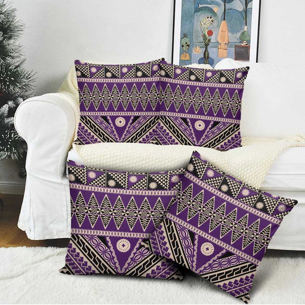 Vintage Bula Fiji Pillow Cover Purple Tapa Masi Motif - Polynesian Pride