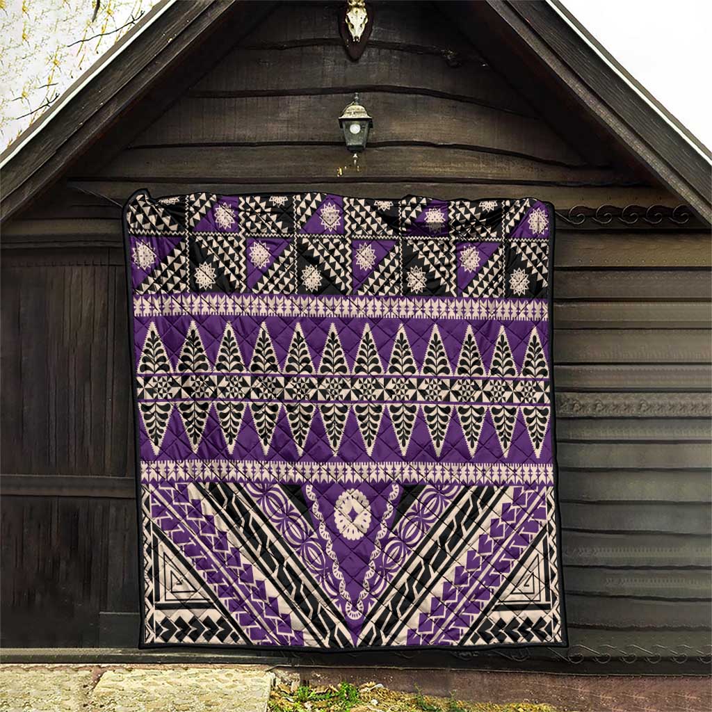 Vintage Bula Fiji Quilt Purple Tapa Masi Motif