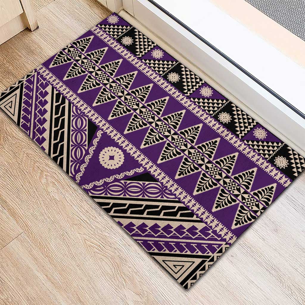 Vintage Bula Fiji Rubber Doormat Purple Tapa Masi Motif LT9 - Polynesian Pride