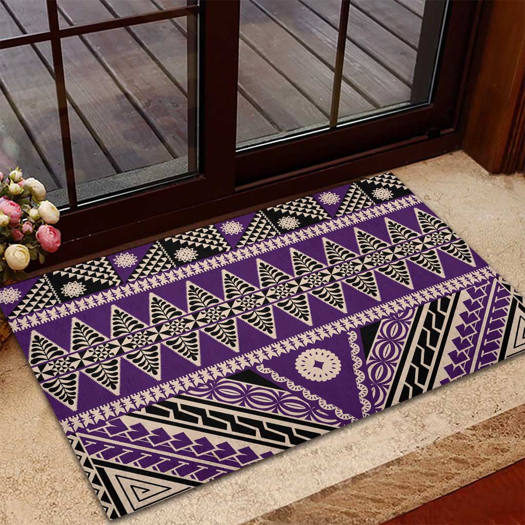 Vintage Bula Fiji Rubber Doormat Purple Tapa Masi Motif LT9 - Polynesian Pride