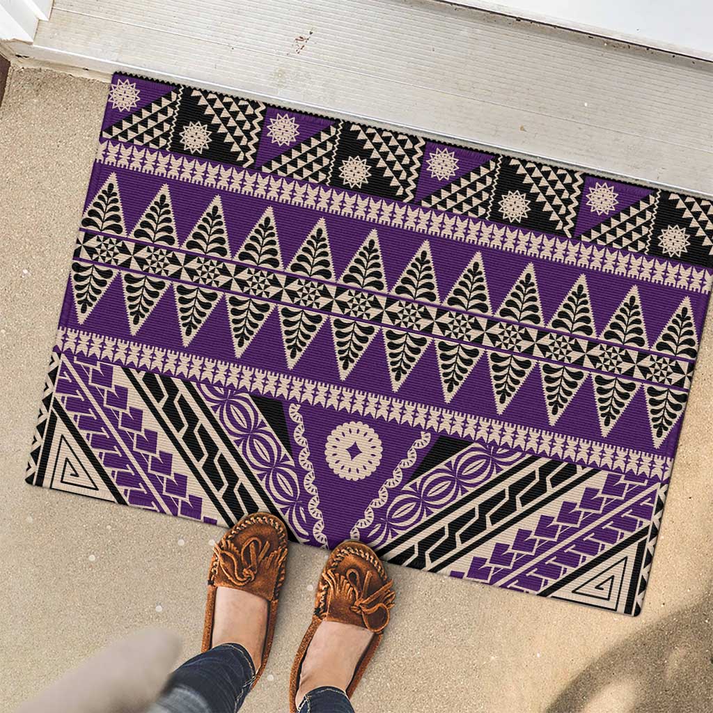 Vintage Bula Fiji Rubber Doormat Purple Tapa Masi Motif LT9 - Polynesian Pride