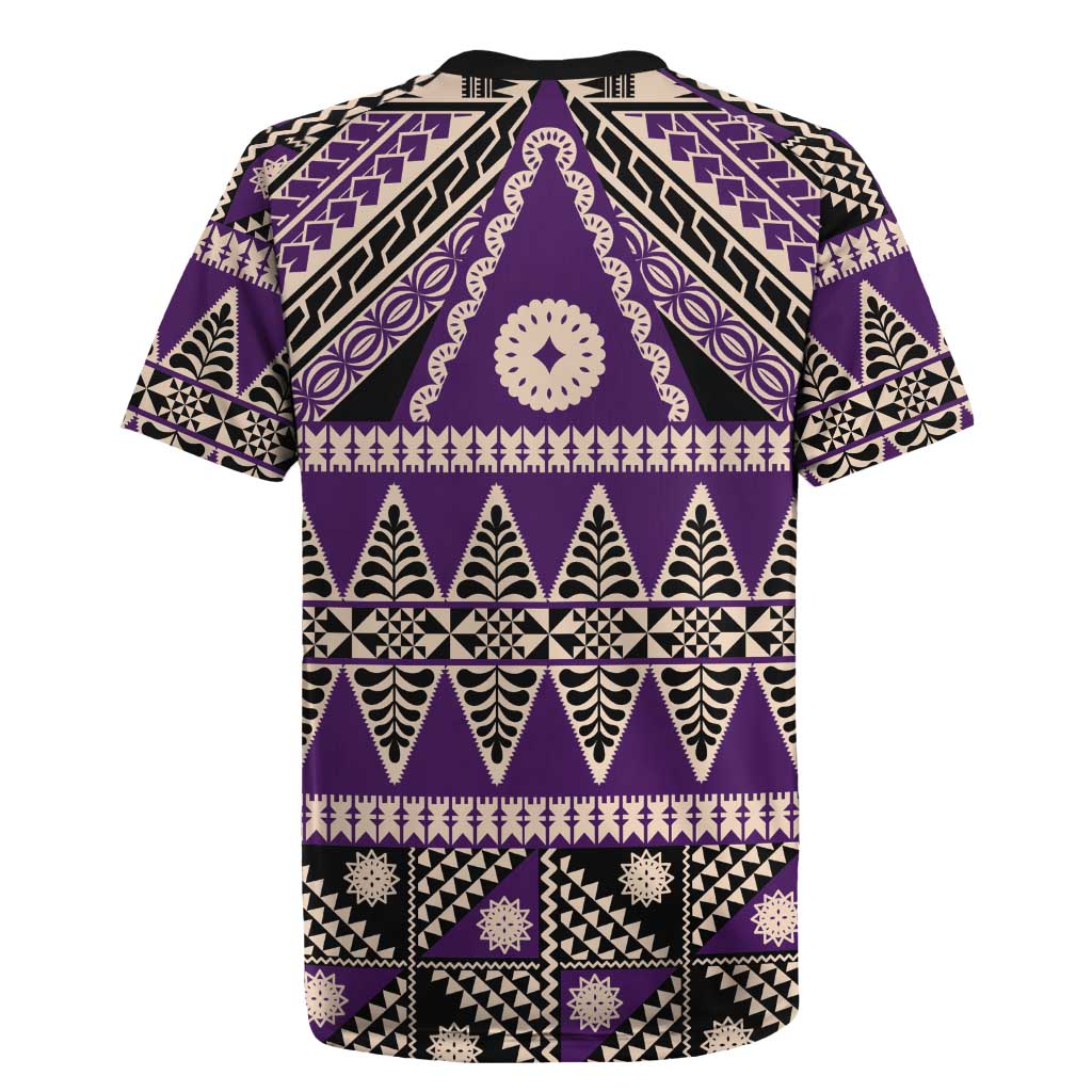 Vintage Bula Fiji Rugby Jersey Purple Tapa Masi Motif