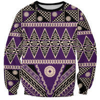 Vintage Bula Fiji Sweatshirt Purple Tapa Masi Motif LT9 Unisex Purple - Polynesian Pride